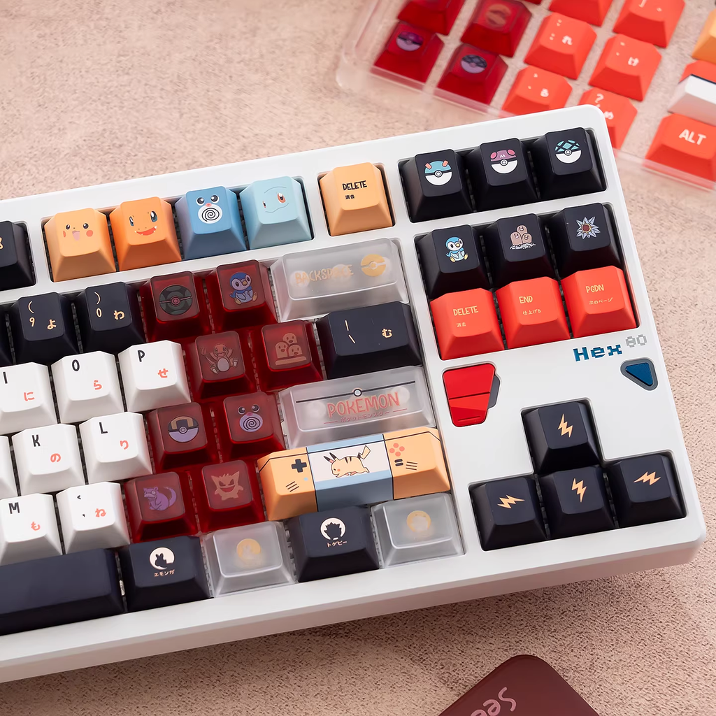 Pokemon Pikachu PBT+PC Keycap Set - Cherry Profile for Wooting, ROG Azoth, Razer & Logitech G