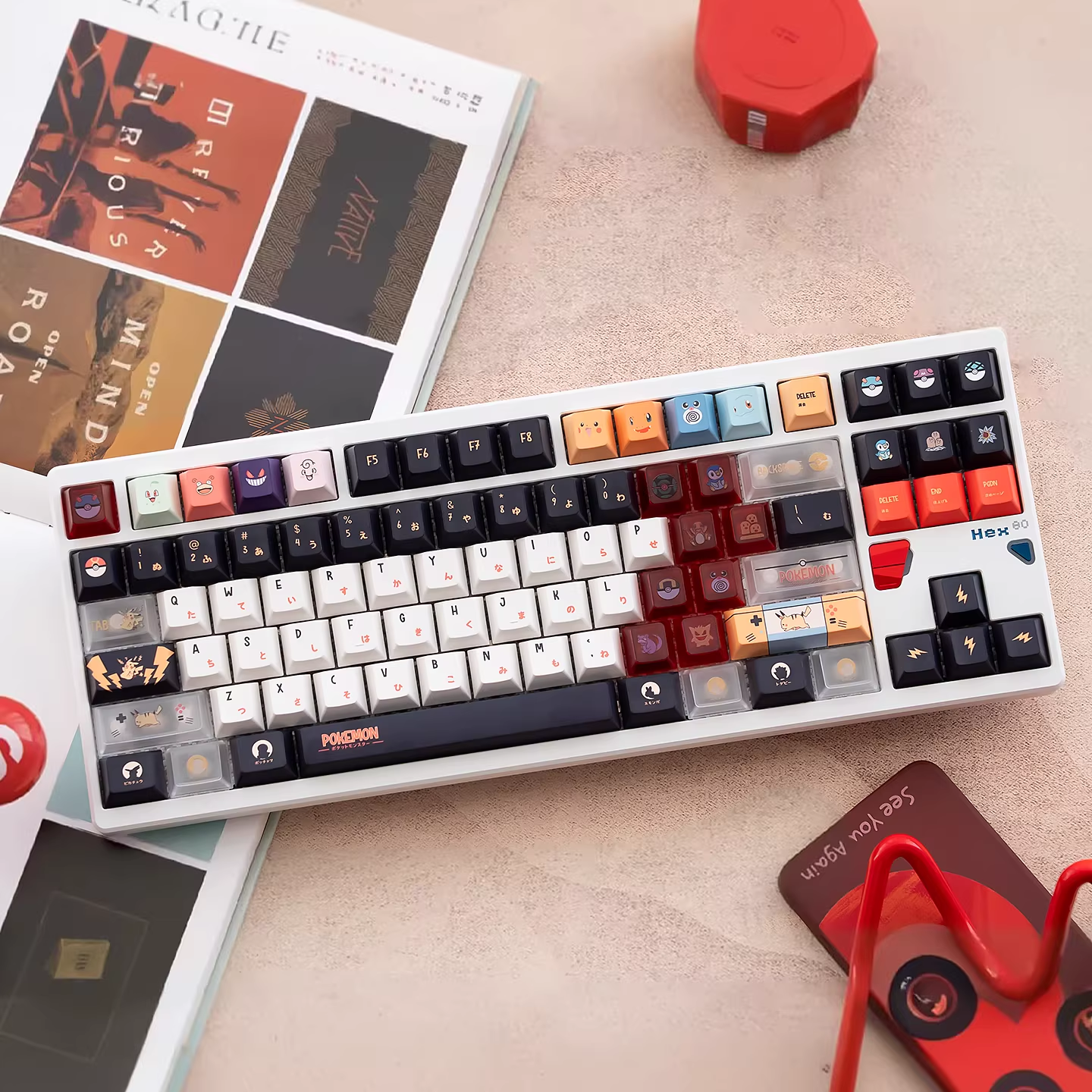 Pokemon Pikachu PBT+PC Keycap Set - Cherry Profile for Wooting, ROG Azoth, Razer & Logitech G