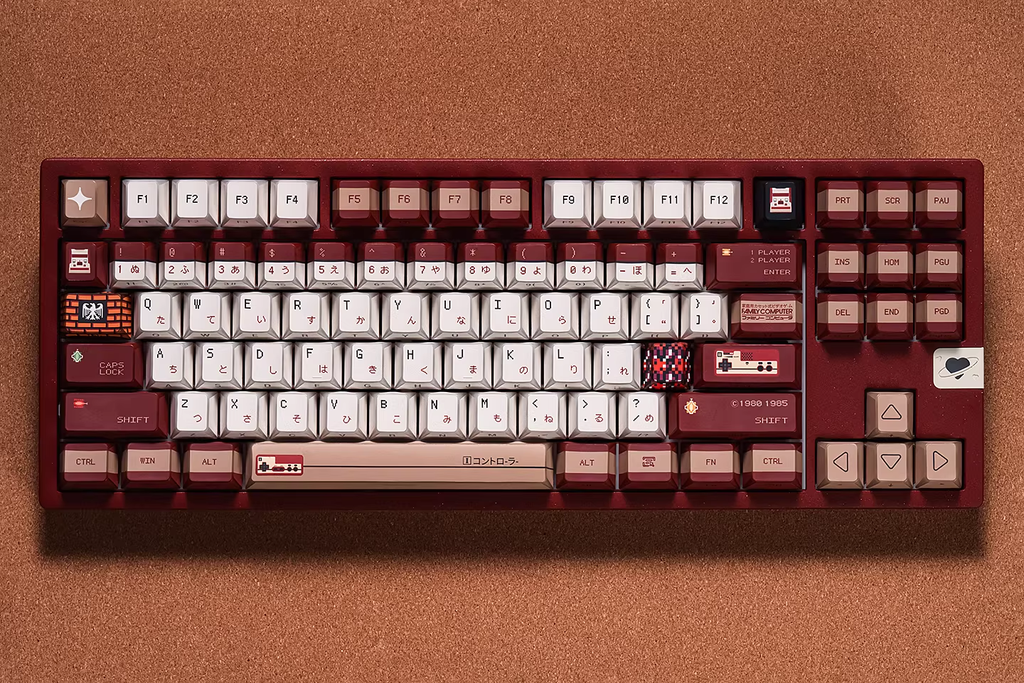 Red & White Console Theme PBT Keycap Set - Translucent Side-Engraved for Wooting, ROG Azoth, Razer & Logitech G