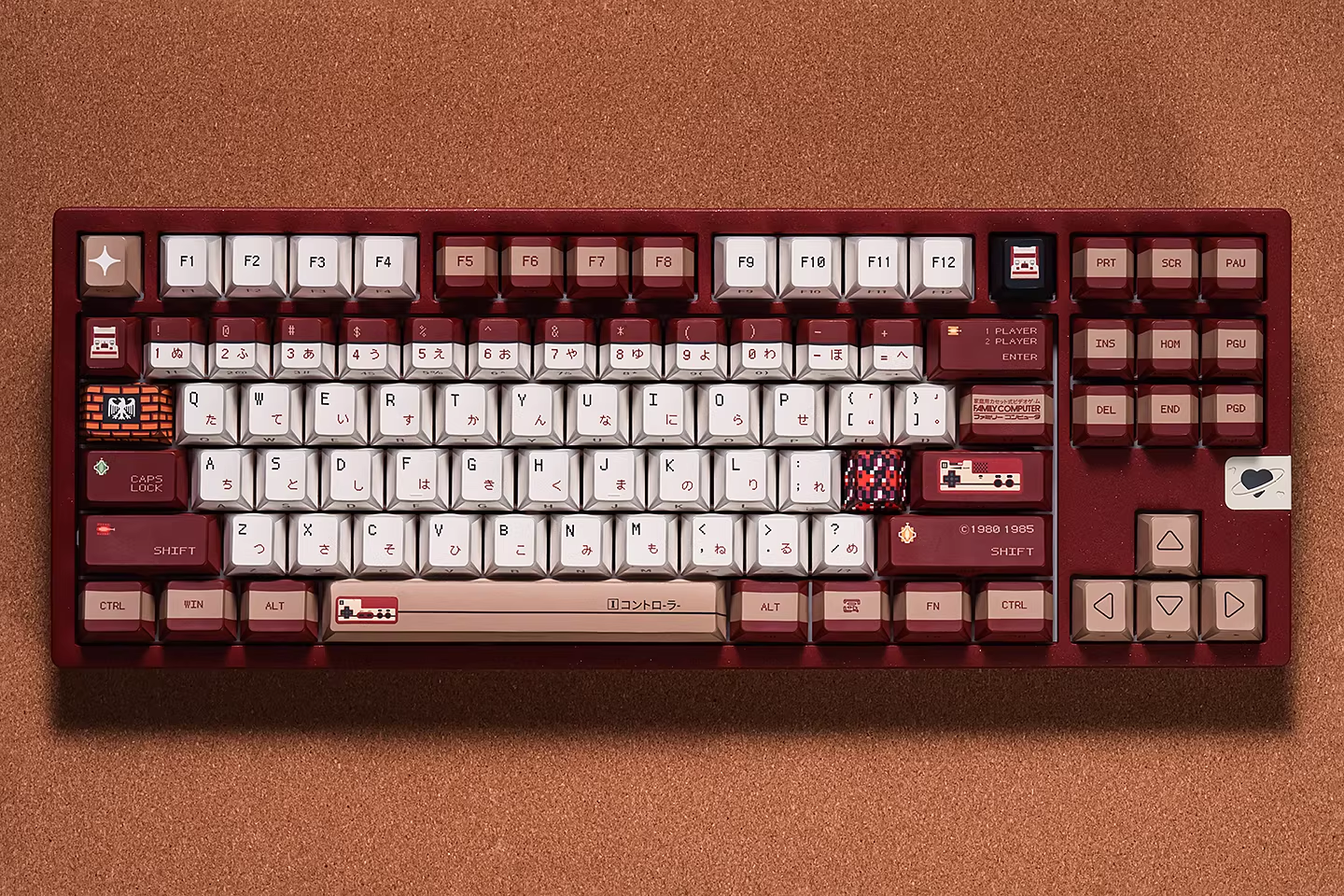 Red & White Console Theme PBT Keycap Set - Translucent Side-Engraved for Wooting, ROG Azoth, Razer & Logitech G