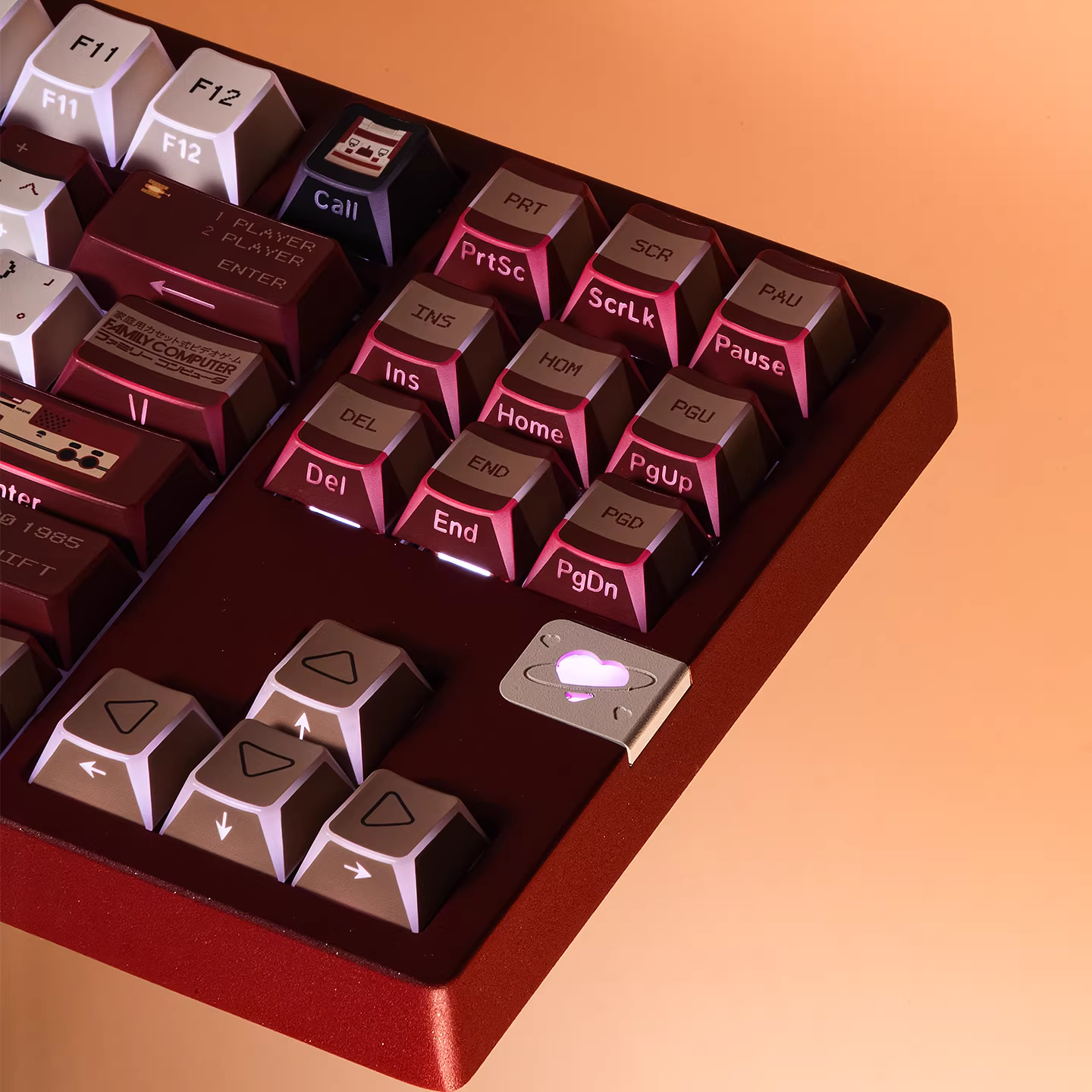 Red & White Console Theme PBT Keycap Set - Translucent Side-Engraved for Wooting, ROG Azoth, Razer & Logitech G