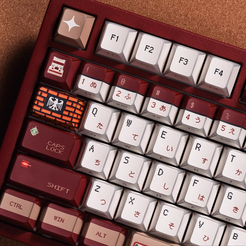Red & White Console Theme PBT Keycap Set - Translucent Side-Engraved for Wooting, ROG Azoth, Razer & Logitech G
