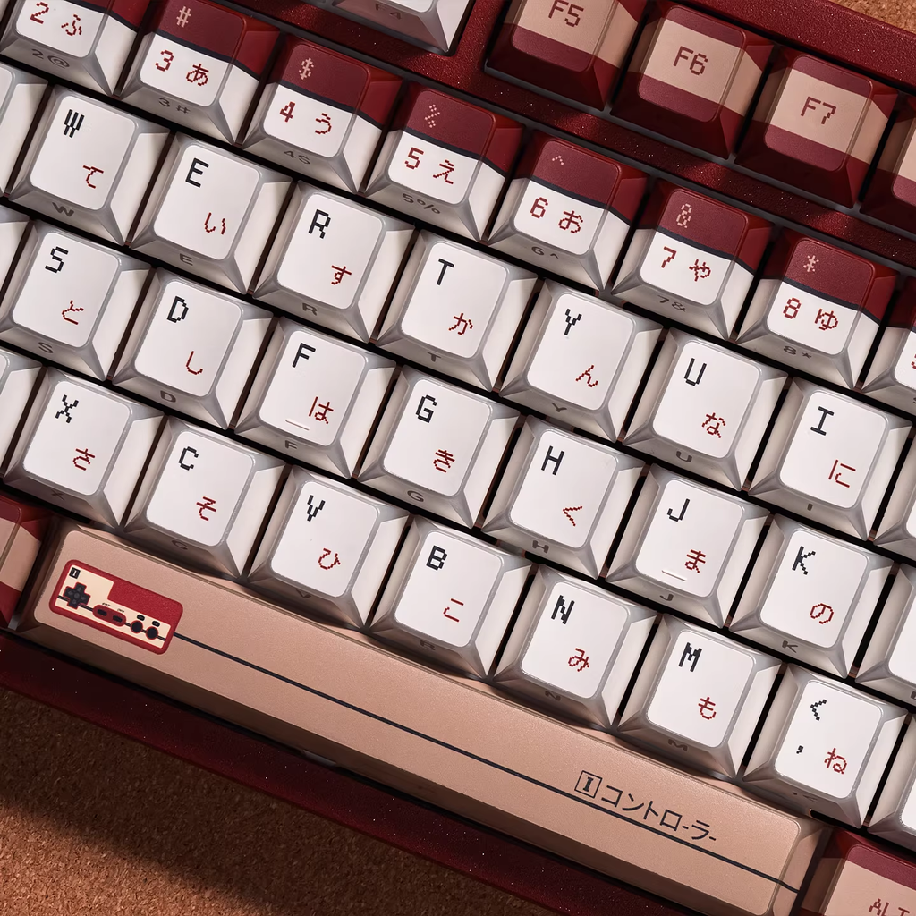 Red & White Console Theme PBT Keycap Set - Translucent Side-Engraved for Wooting, ROG Azoth, Razer & Logitech G