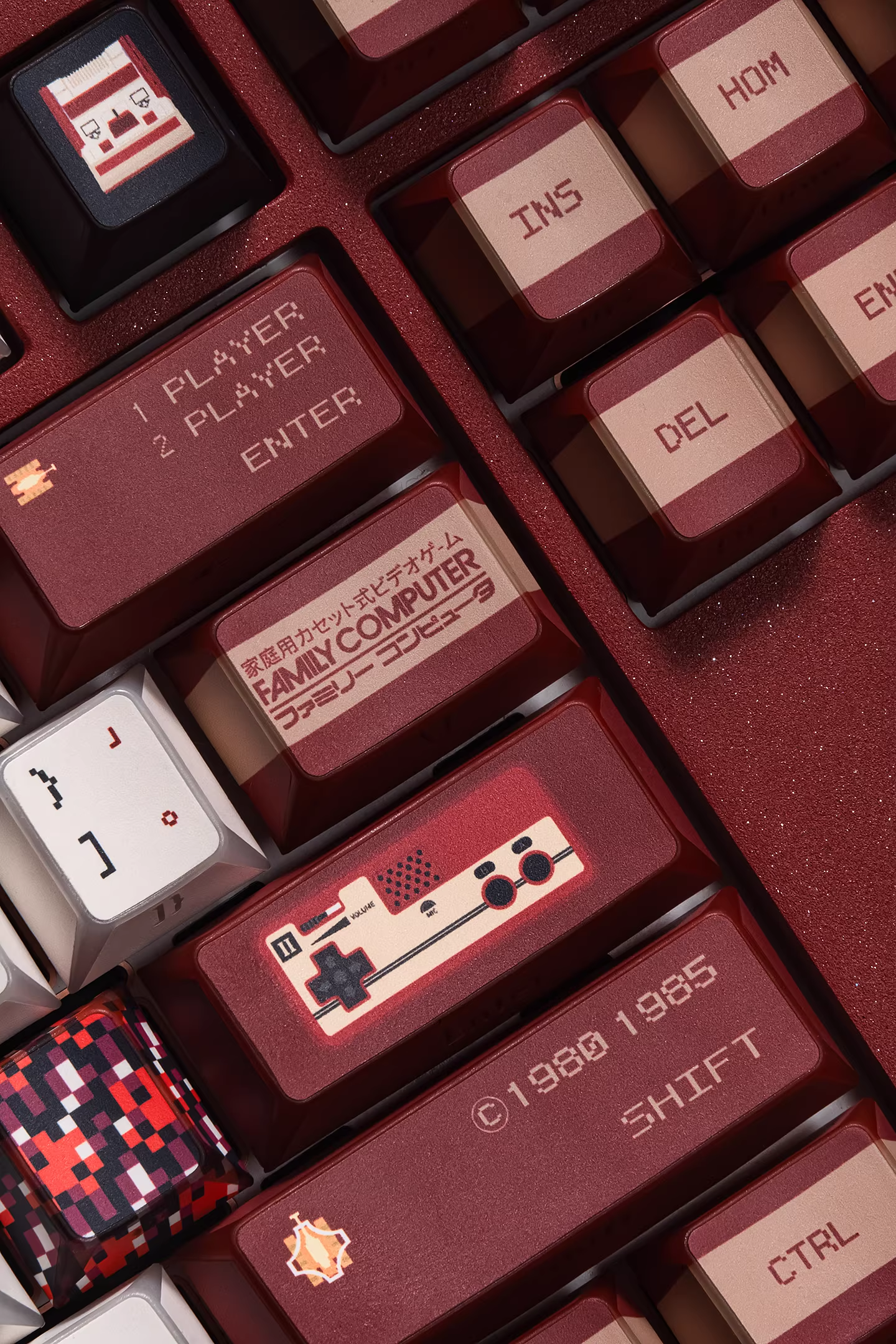 Red & White Console Theme PBT Keycap Set - Translucent Side-Engraved for Wooting, ROG Azoth, Razer & Logitech G