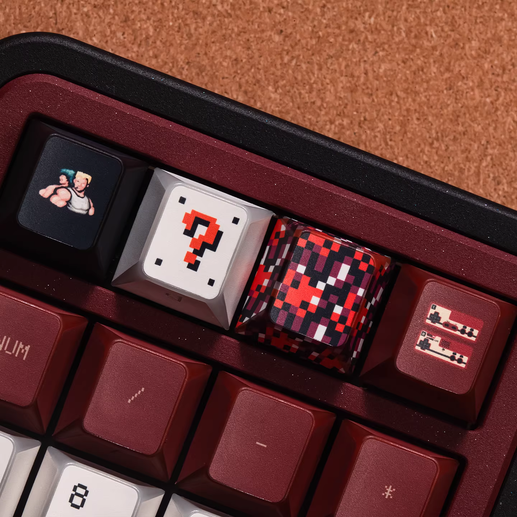 Red & White Console Theme PBT Keycap Set - Translucent Side-Engraved for Wooting, ROG Azoth, Razer & Logitech G