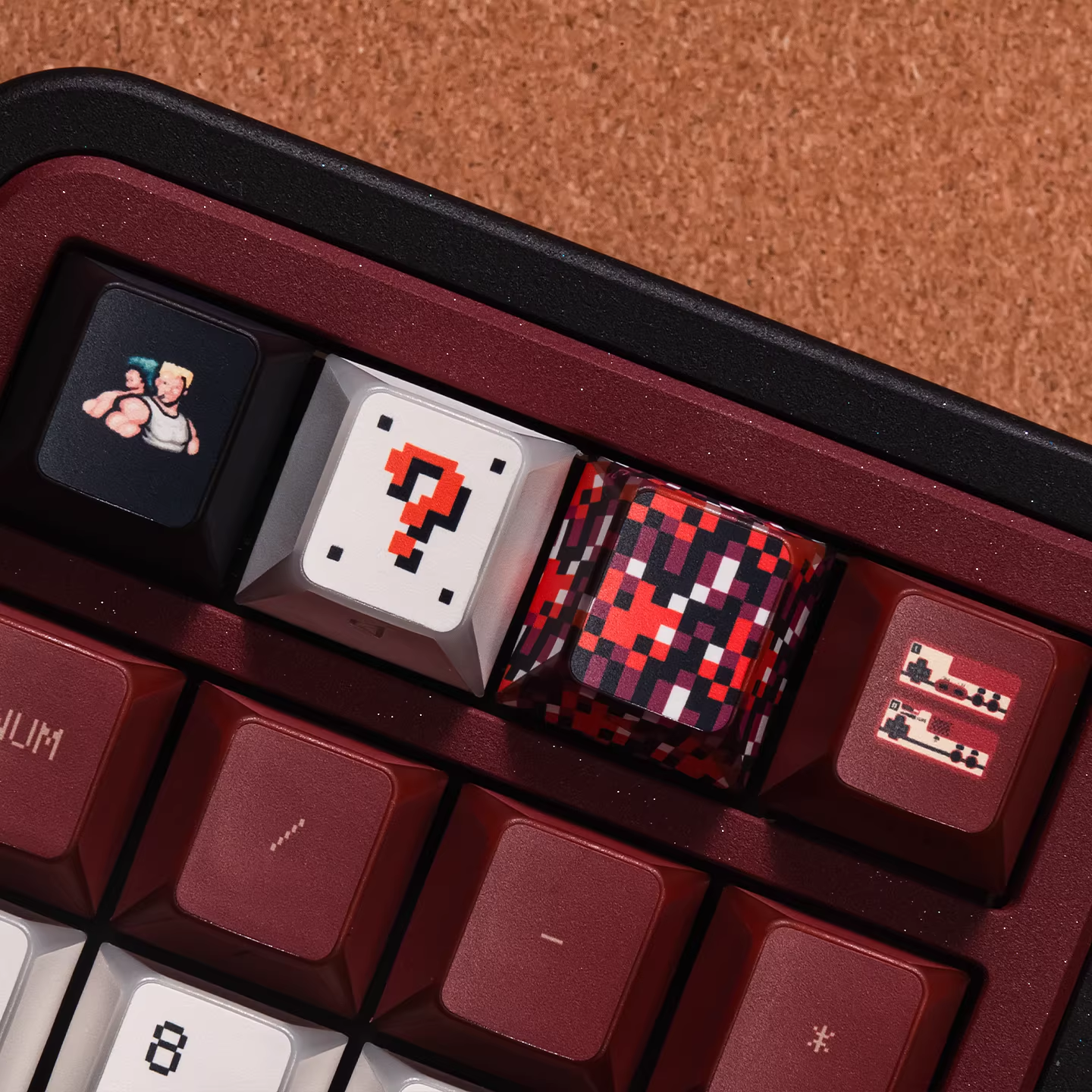 Red & White Console Theme PBT Keycap Set - Translucent Side-Engraved for Wooting, ROG Azoth, Razer & Logitech G