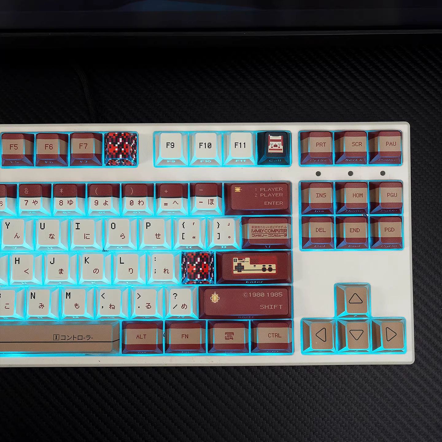 Red & White Console Theme PBT Keycap Set - Translucent Side-Engraved for Wooting, ROG Azoth, Razer & Logitech G