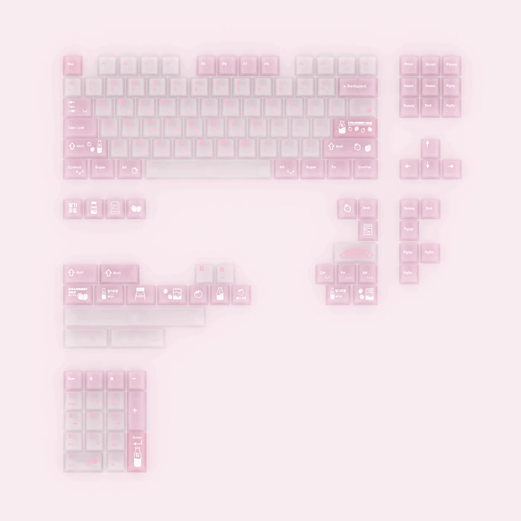 Strawberry Milk PC Keycap Set - Cherry Profile for Wooting, ROG Azoth, Razer & Logitech G