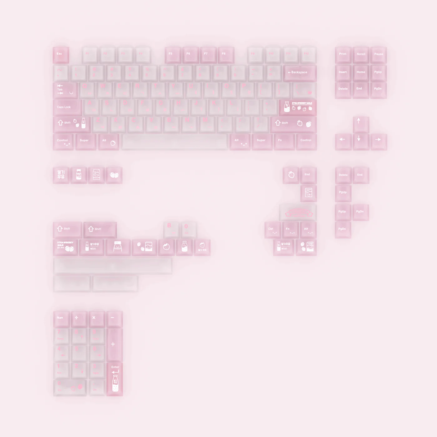 Strawberry Milk PC Keycap Set - Cherry Profile for Wooting, ROG Azoth, Razer & Logitech G