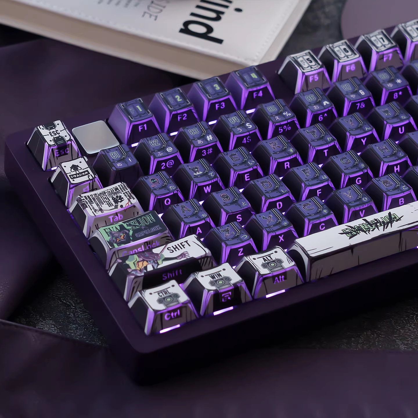 EVA-01 Purple PBT Keycap Set - Cherry Profile for Wooting, ROG Azoth, Razer & Logitech G