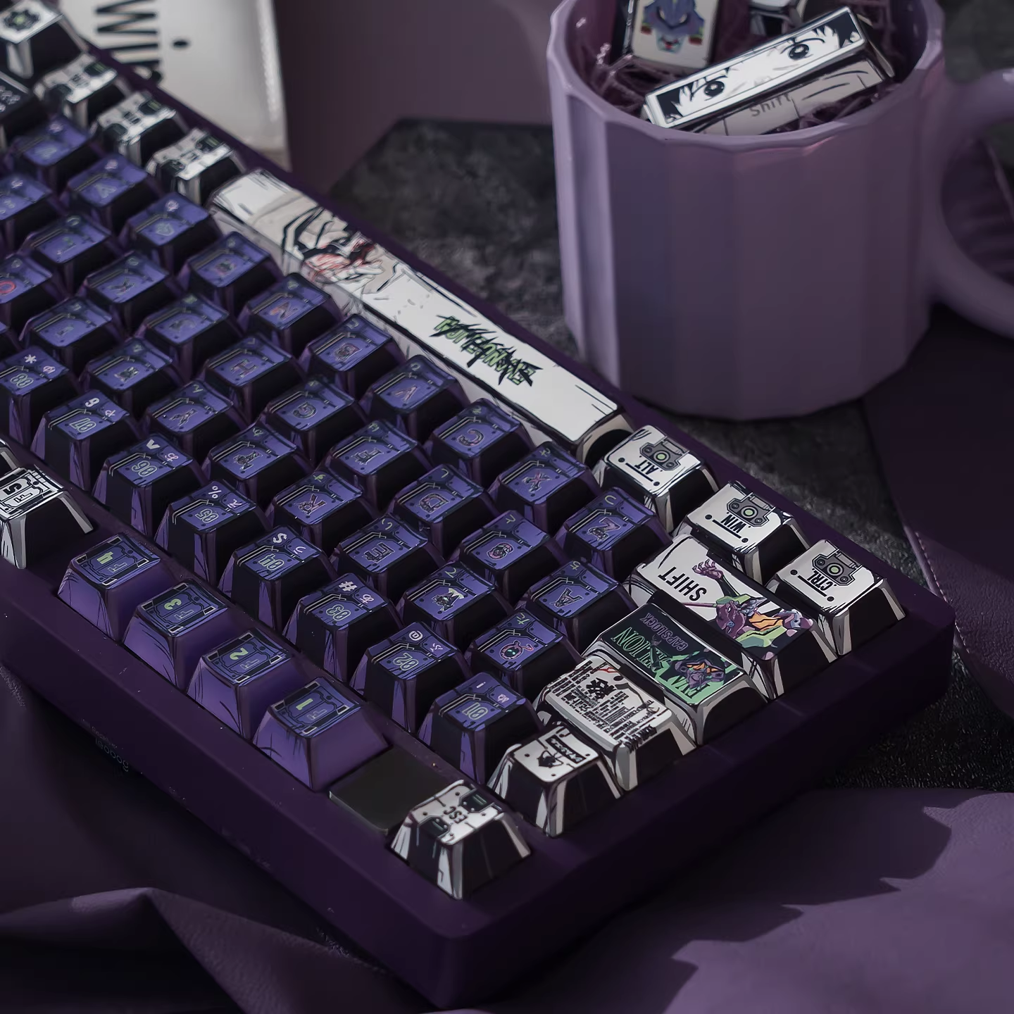 EVA-01 Purple PBT Keycap Set - Cherry Profile for Wooting, ROG Azoth, Razer & Logitech G