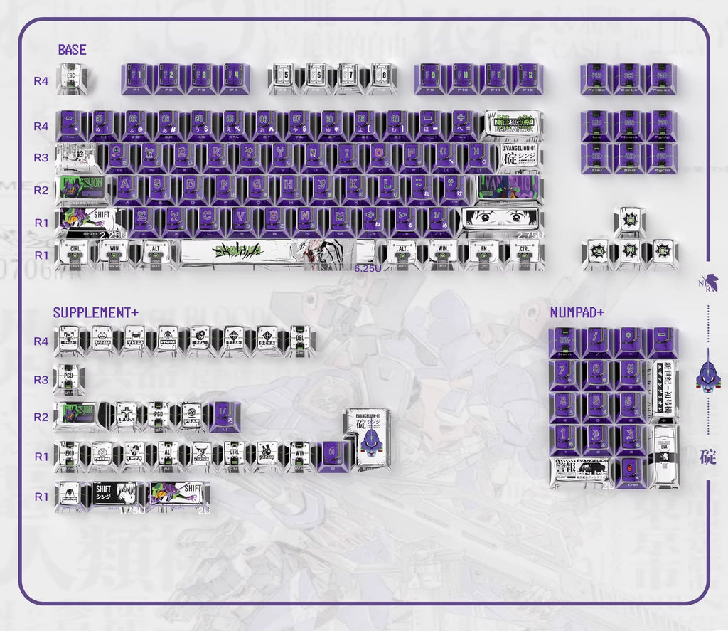 EVA-01 Purple PBT Keycap Set - Cherry Profile for Wooting, ROG Azoth, Razer & Logitech G