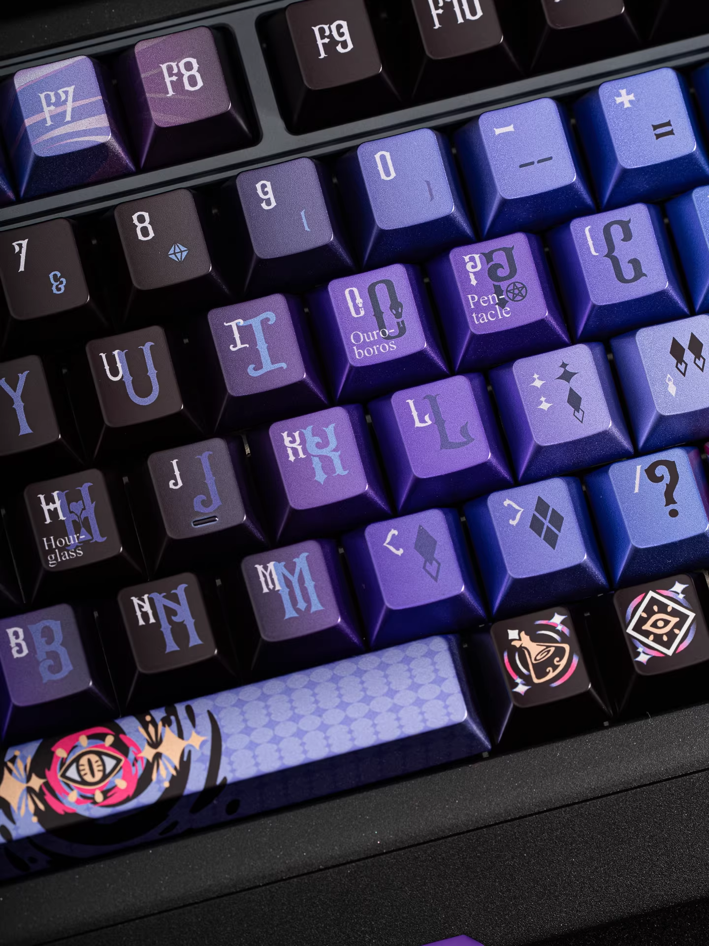 Mystery Purple & Black Cat Metallic Luster PBT Keycap Set - Cherry Profile for Wooting, ROG Azoth, Razer & Logitech G