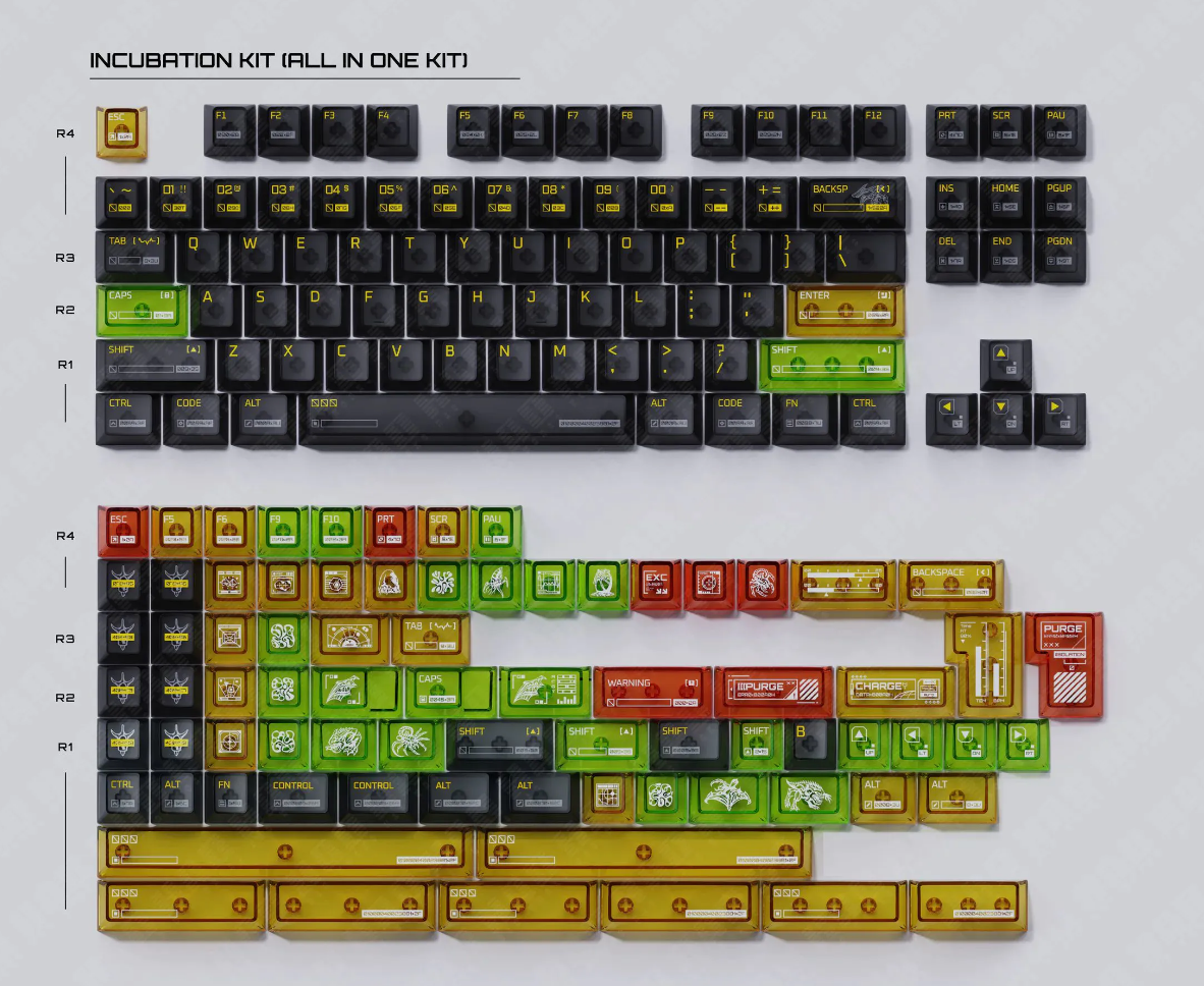 Alien Parasite PC Keycap Set - Cherry Profile for Wooting, ROG Azoth, Razer & Logitech G