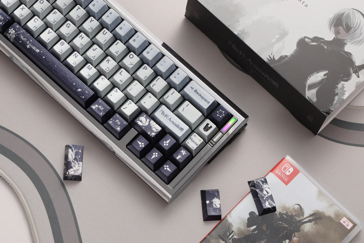 NieR: Automata Metallic PBT Keycap Set - 143 Keys Cherry Profile for Wooting, ROG Azoth, Razer & Logitech G