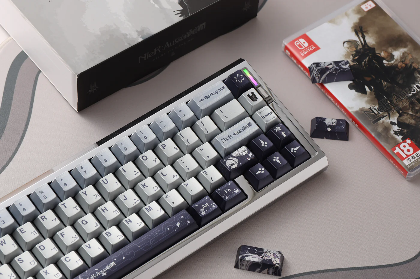 NieR: Automata Metallic PBT Keycap Set - 143 Keys Cherry Profile for Wooting, ROG Azoth, Razer & Logitech G