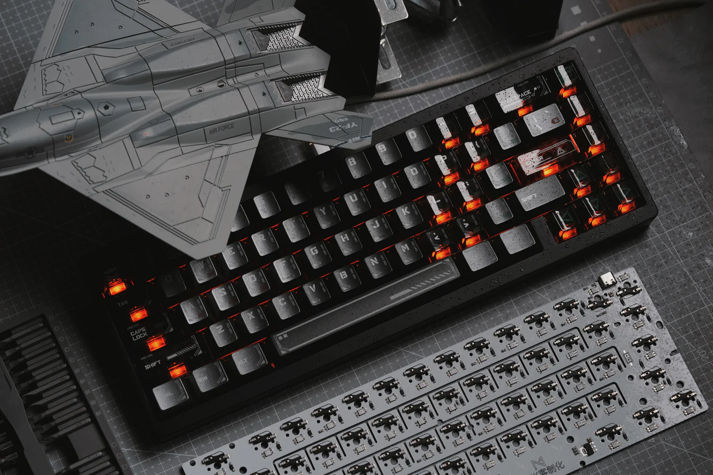 Cyan Shadow PBT/PC Metallic Keycap Set - 148 Keys compact layouts Cherry Profile for Wooting, ROG Azoth, Razer & Logitech G