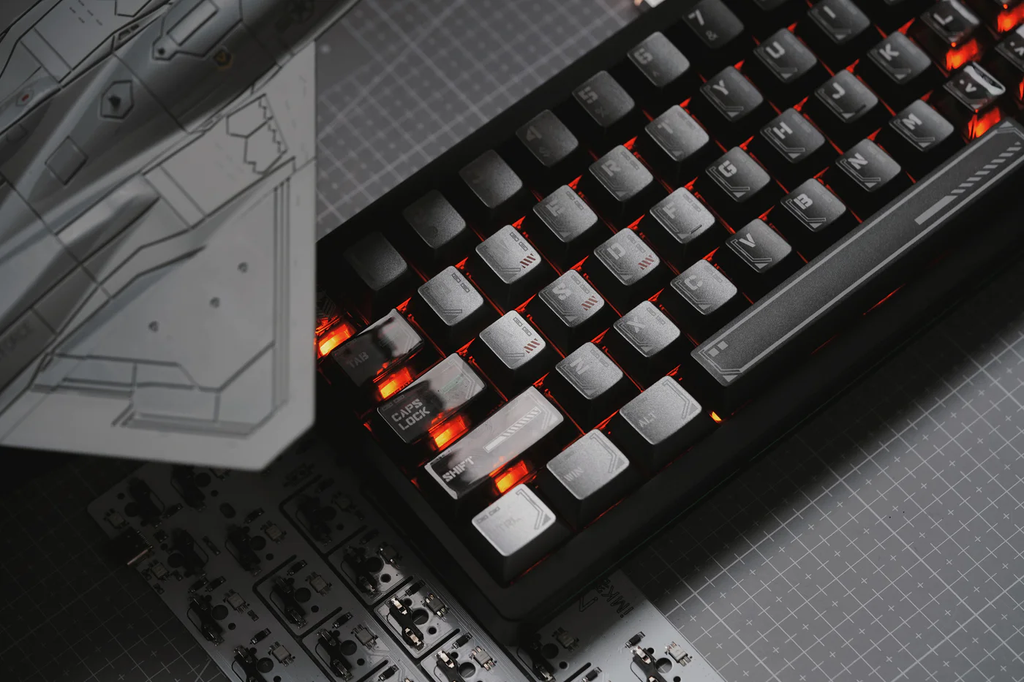 Cyan Shadow PBT/PC Metallic Keycap Set - 148 Keys compact layouts Cherry Profile for Wooting, ROG Azoth, Razer & Logitech G