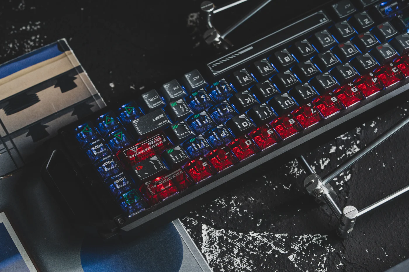 Cyan Shadow PBT/PC Metallic Keycap Set - 148 Keys compact layouts Cherry Profile for Wooting, ROG Azoth, Razer & Logitech G