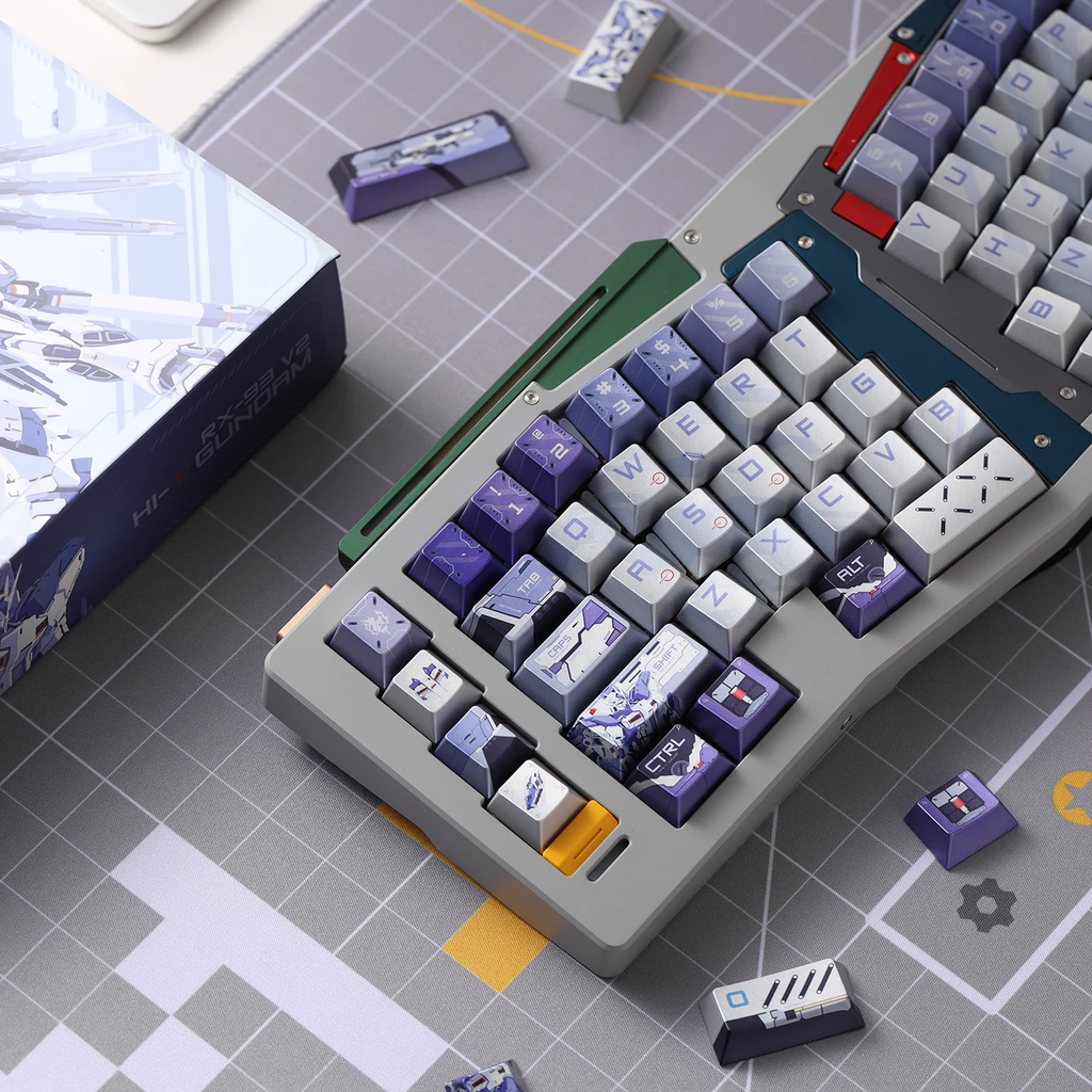 RX-93-v2 Hi-v Gundam PBT Keycap Set - Cherry Profile for Wooting, ROG Azoth, Razer & Logitech G