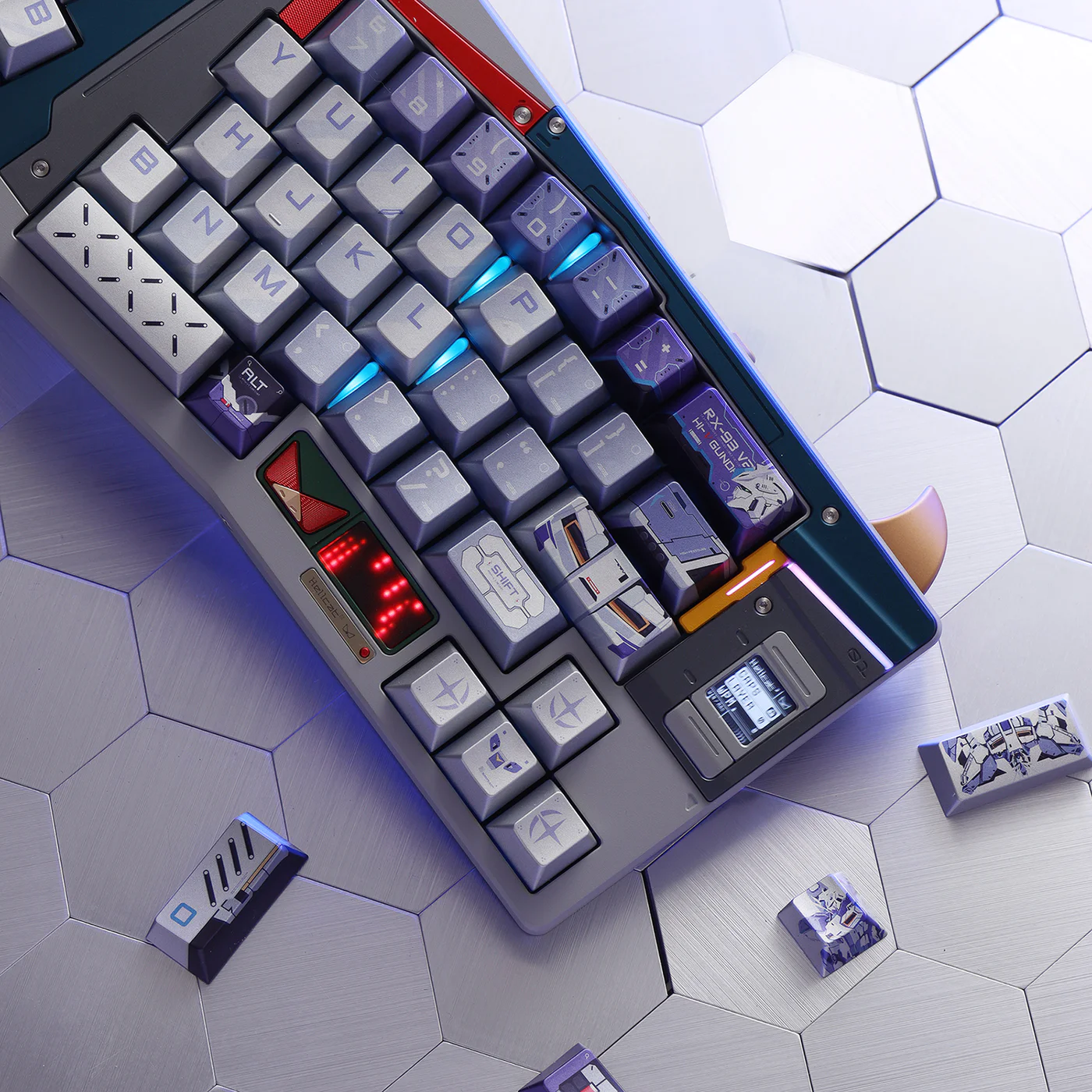 RX-93-v2 Hi-v Gundam PBT Keycap Set - Cherry Profile for Wooting, ROG Azoth, Razer & Logitech G