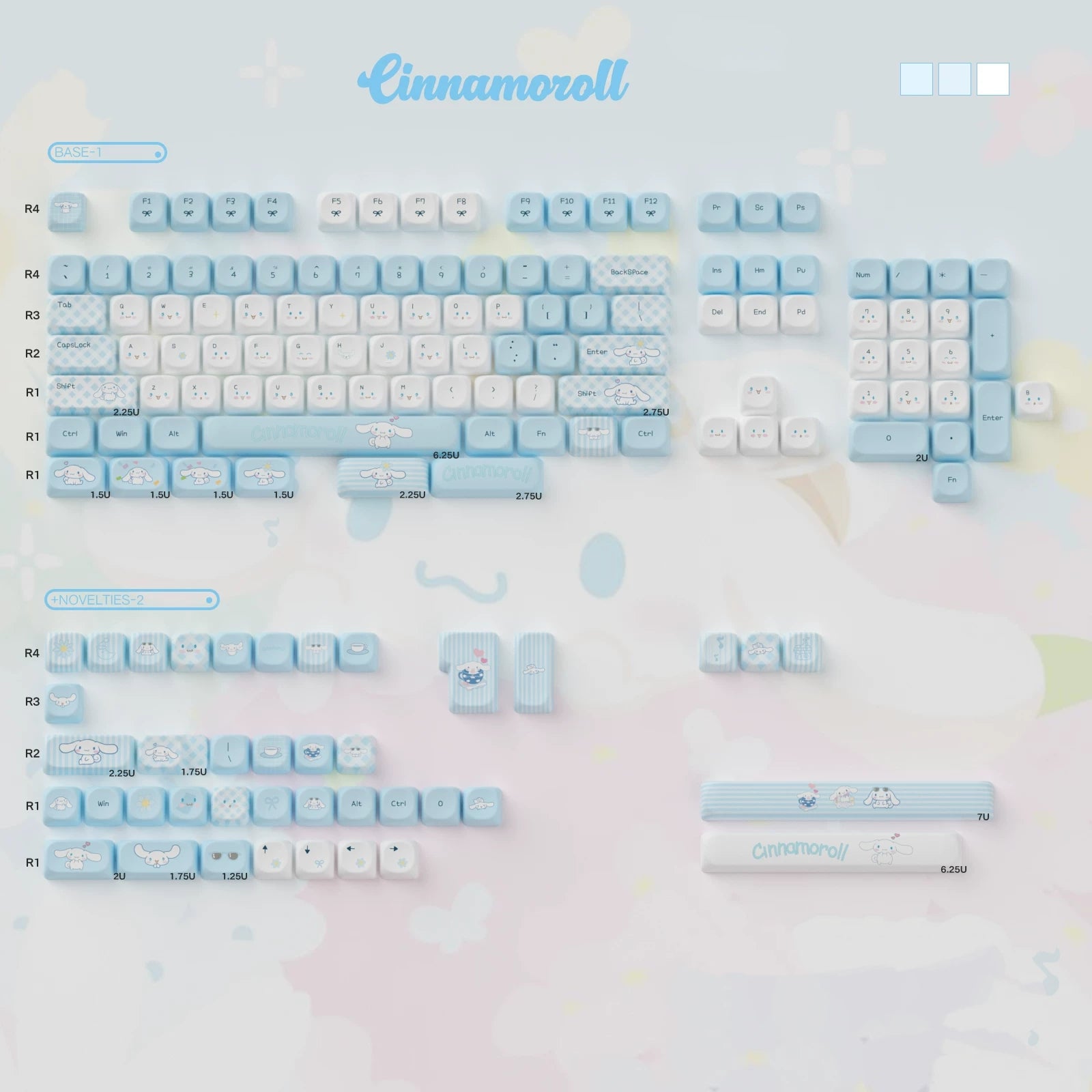 Cinnamoroll PBT Keycap Set - Cherry / MOA Profile for Wooting, ROG Azoth, Razer & Logitech G