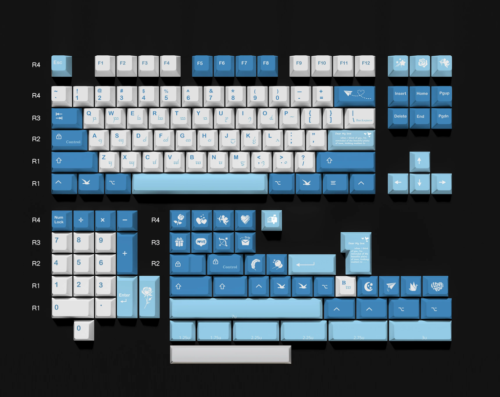 Sea Fog Love Letter PBT Keycap Set - Cherry Profile for Wooting, ROG Azoth, Razer & Logitech G