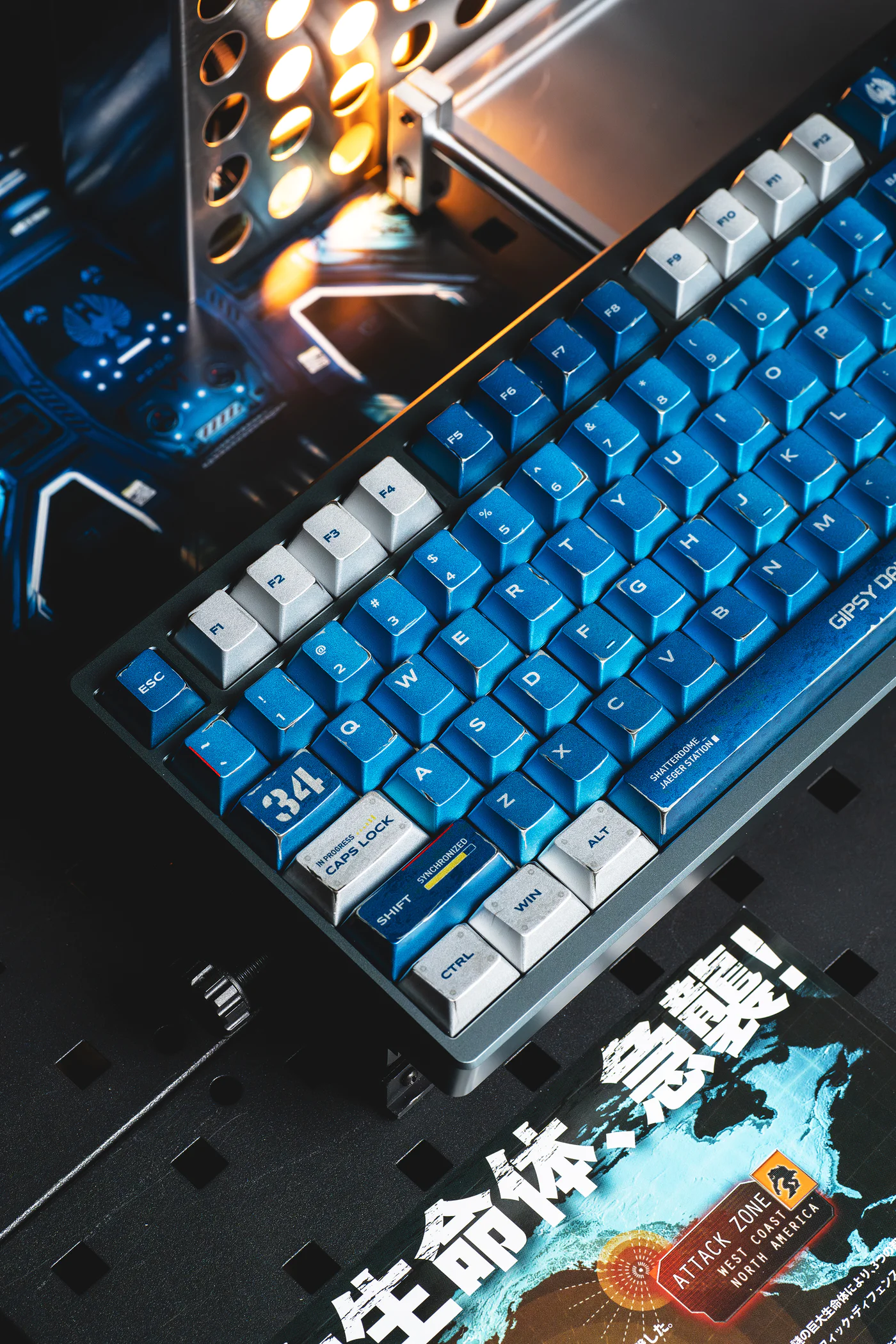 Pacific Rim: Gipsy Danger Metallic PBT Keycap Set - 124 Keys Cherry Profile for Wooting, ROG Azoth, Razer & Logitech G