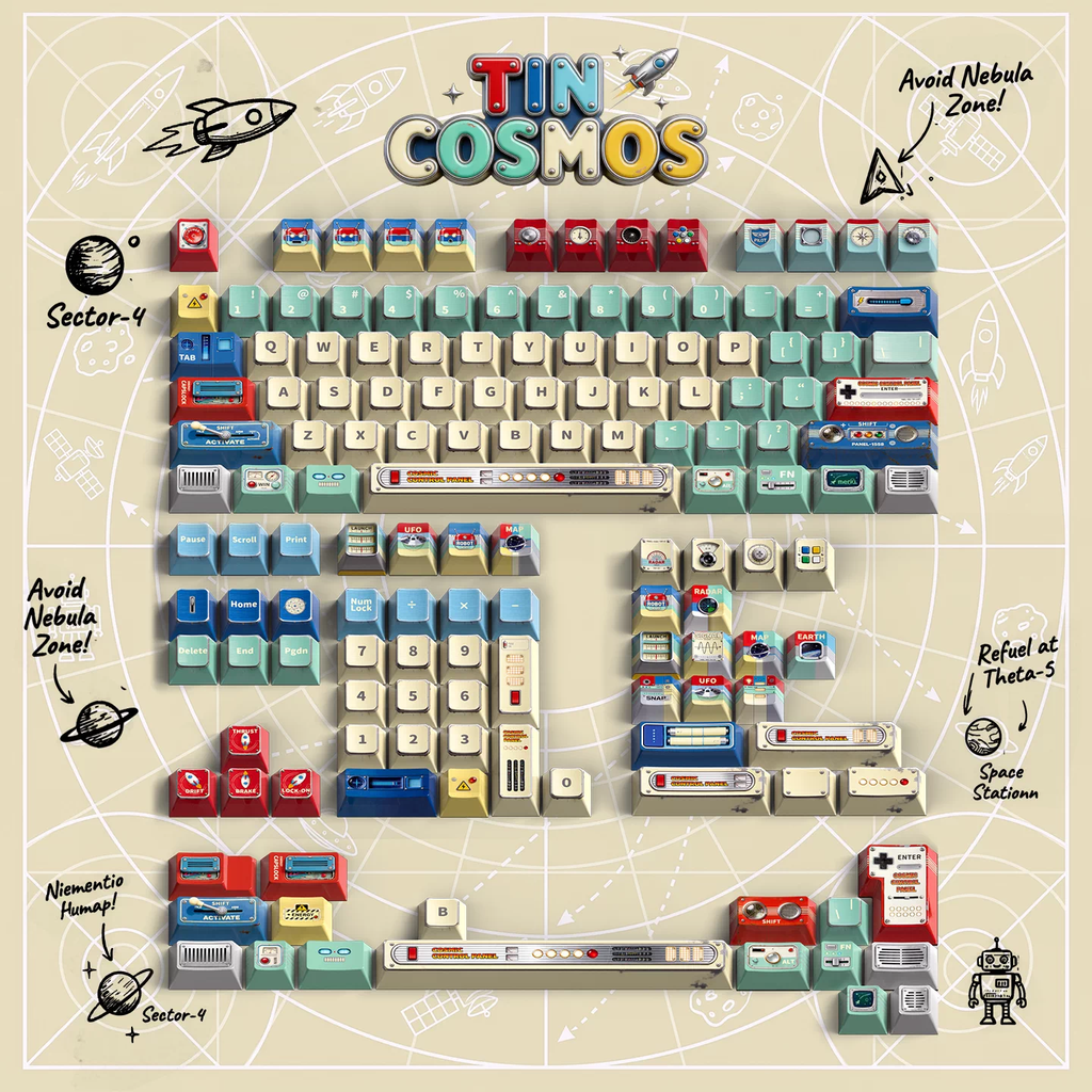 Tin COSMOS PBT Keycap Set - Cherry Profile for Wooting, ROG Azoth, Razer & Logitech G