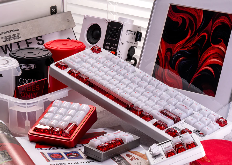 Huanxi Clear PC UV-Printed Keycap Set - Cherry Profile for Wooting, ROG Azoth, Razer & Logitech G