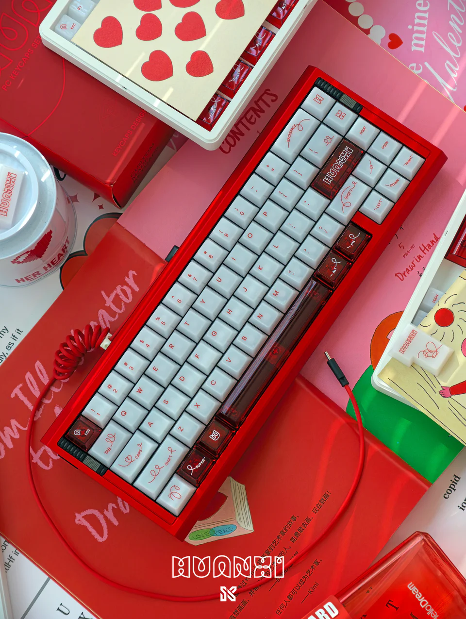 Huanxi Clear PC UV-Printed Keycap Set - Cherry Profile for Wooting, ROG Azoth, Razer & Logitech G