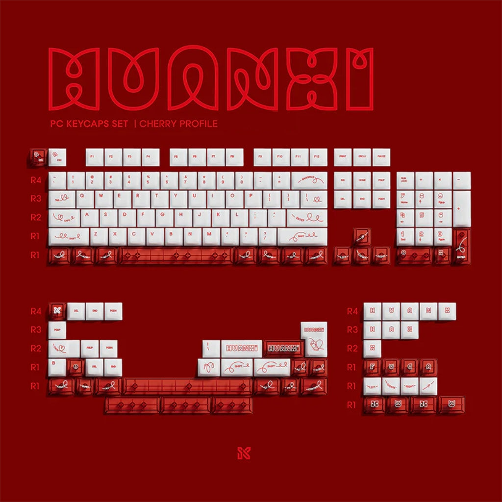 Huanxi Clear PC UV-Printed Keycap Set - Cherry Profile for Wooting, ROG Azoth, Razer & Logitech G