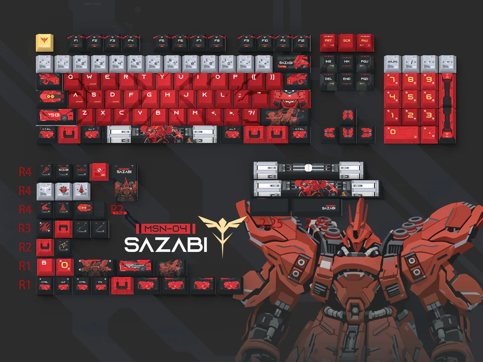 MSN-04 Sazabi PBT Keycap Set - Cherry & KCA Profile for Wooting, ROG Azoth, Razer & Logitech G