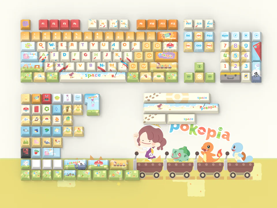Pokopia PBT Keycap Set - Cherry Profile for Wooting, ROG Azoth, Razer & Logitech G