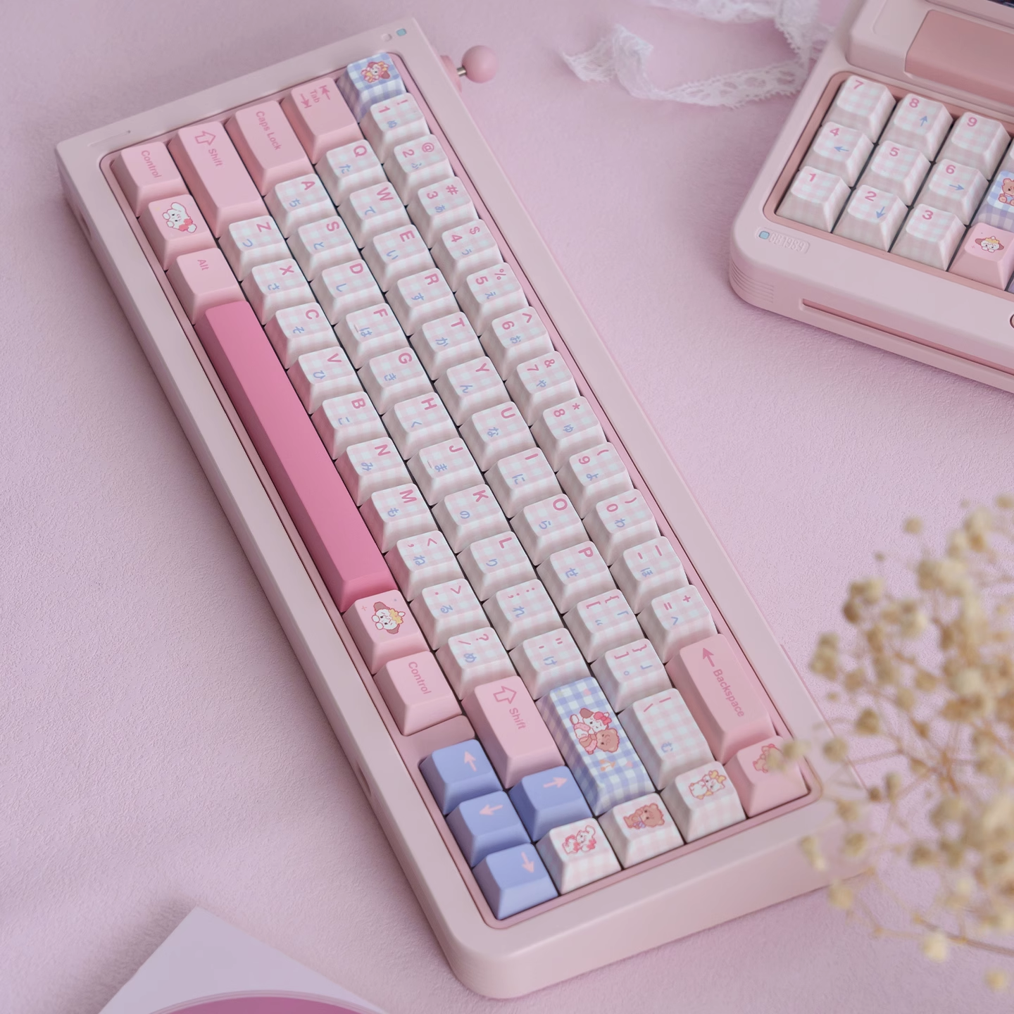 Micco – Pink Plaid | Cherry / MOA Profile | PBT Keycap Set