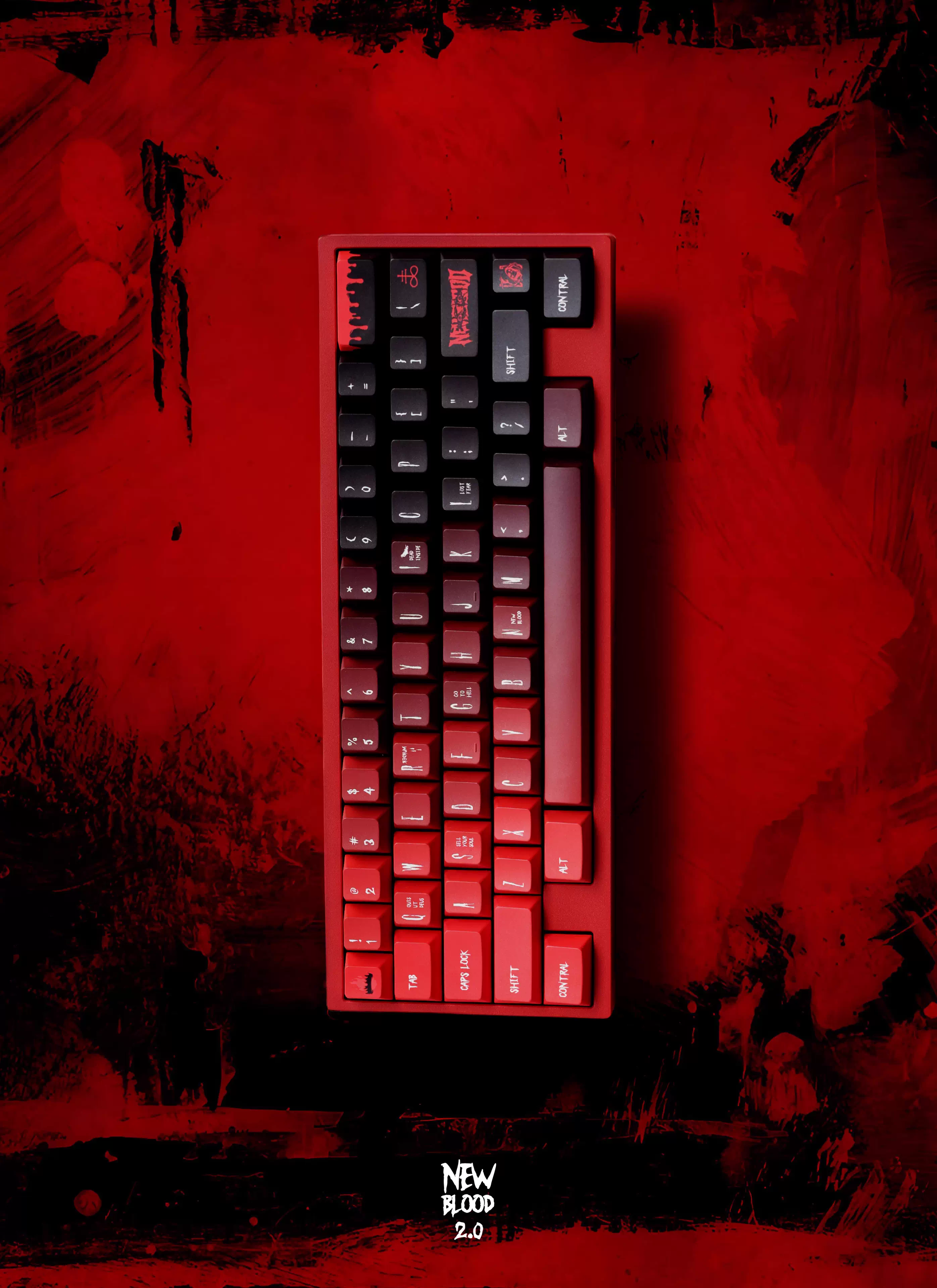New Blood R2 | Cherry Profile | Black Red PBT Keycap Set