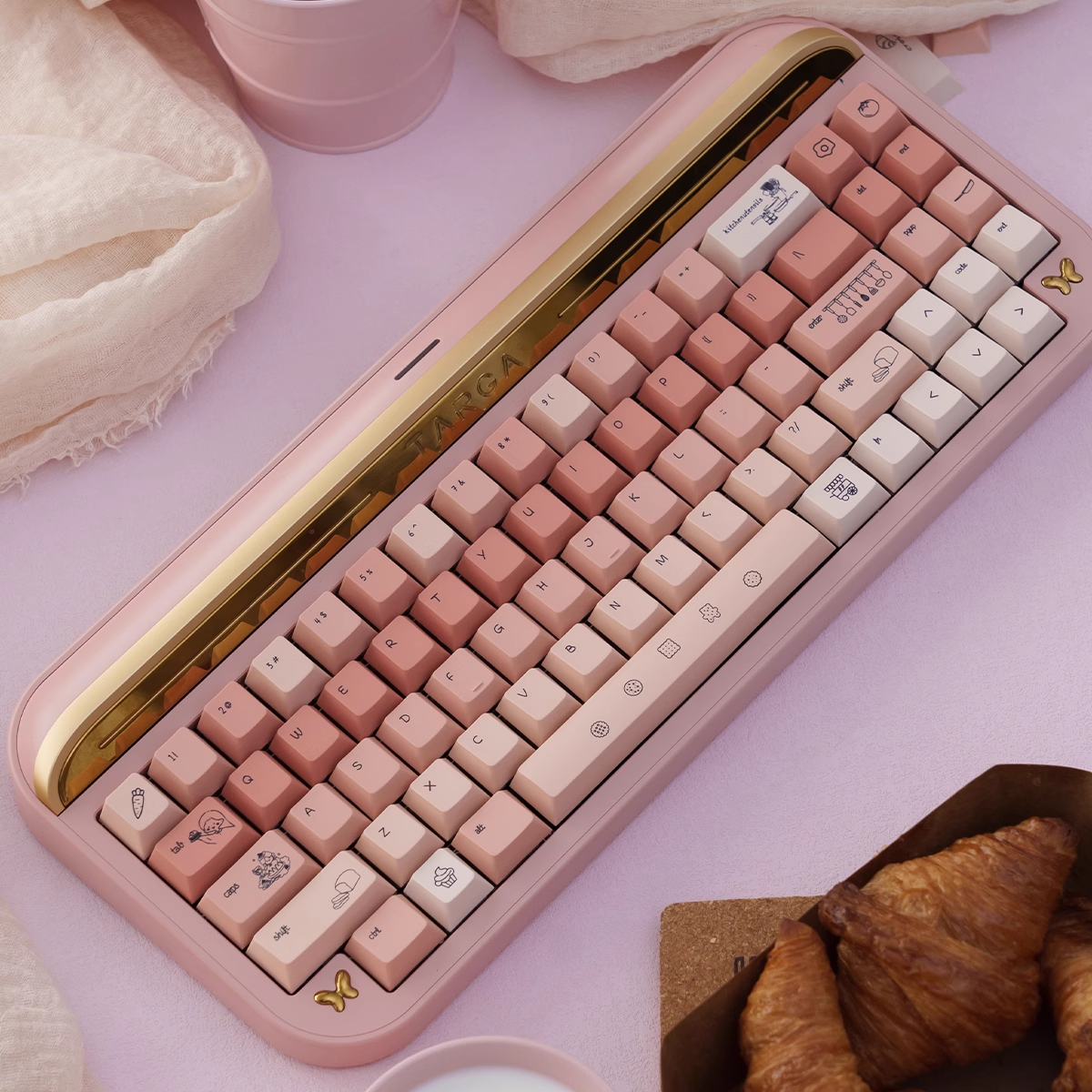 Title Cooking Girl – Pink Gradient | Cherry Profile | Thick PBT Keycap Set